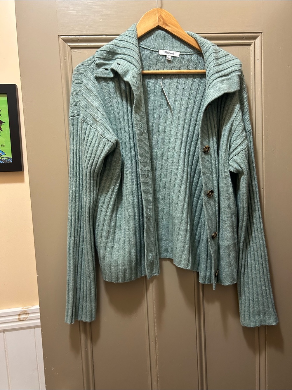 Madewell Oversized-Collar Cardigan in Carolina Blue size large nwt